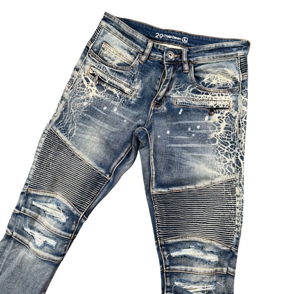 Crysp Denim Other - Crysp Denim Mens Y2K Moto Biker Jeans Distressed Paint Splatter Streetwear 31x31